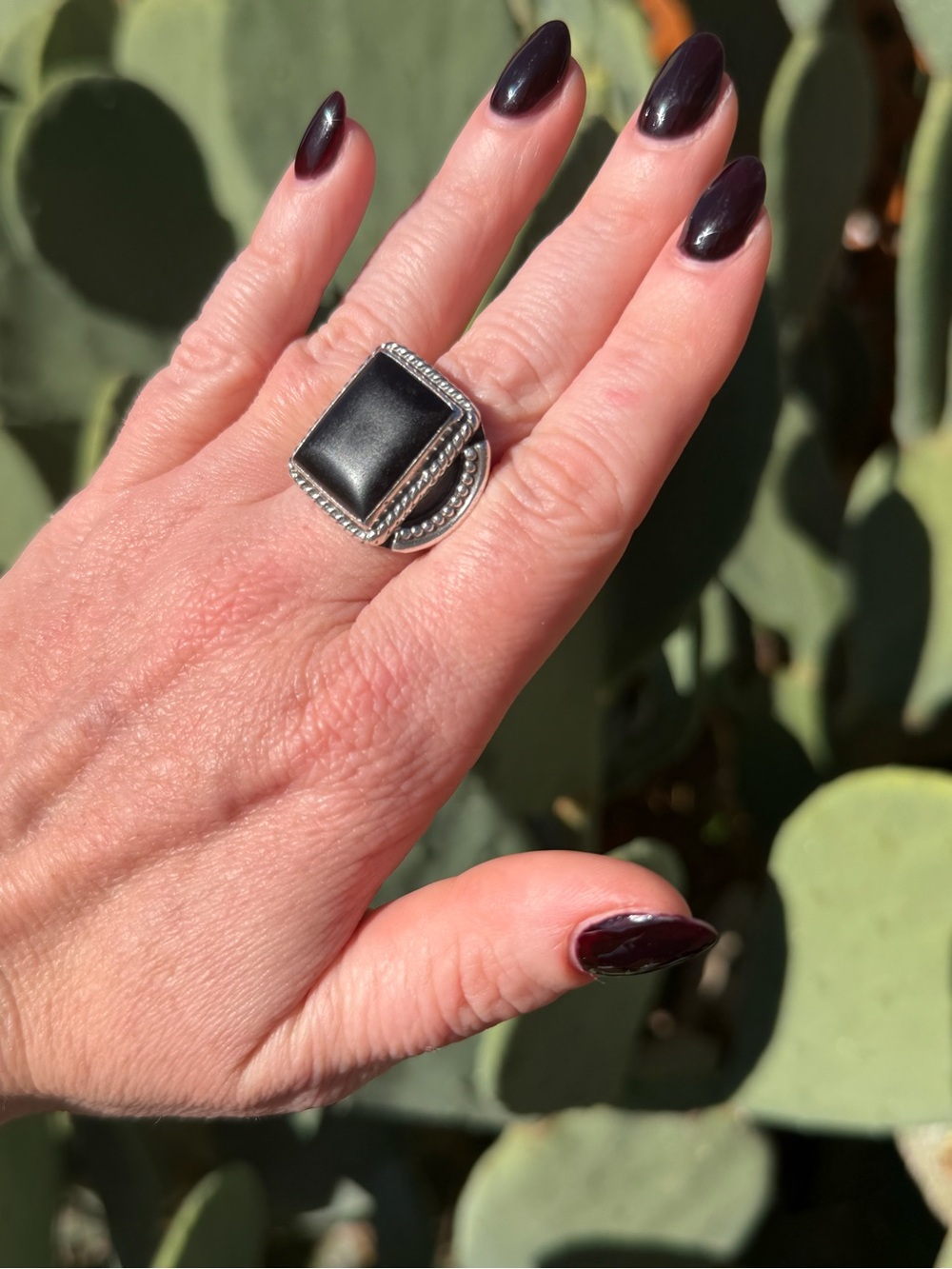 Vintage P Sunbird Sterling Silver Black Onyx Ring Size 11.5 Native American 18g